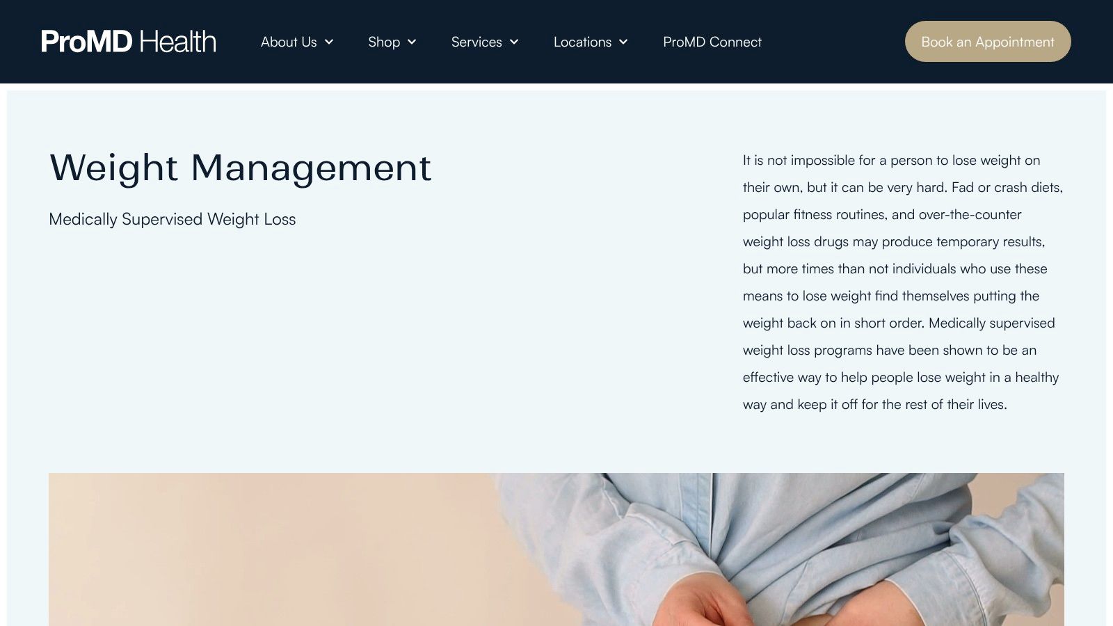 Screenshot from https://promdhealth.com/weight-management/