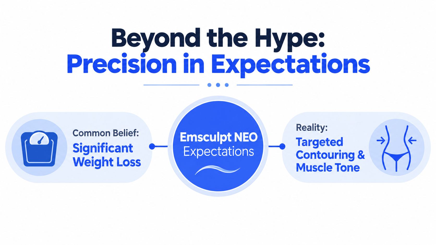 A graphic clarifying that Emsculpt NEO is for body contouring and muscle toning, not significant weight loss.